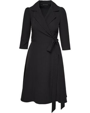 concept A trois Short Wrap Shirt Dress With Pockets - Black