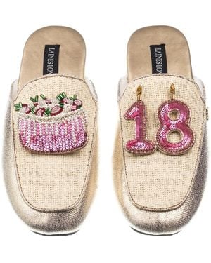 Laines London Neutrals Classic Mules With 18Th Birthday & Cake Brooches - Pink