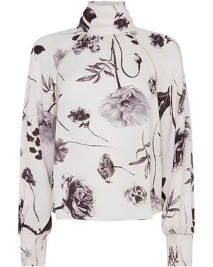 Rose & Nancy Flora Mono High Neck - White