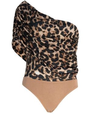 Circular Path Strapless Bodysuit - Black