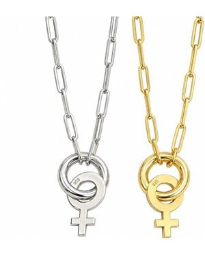 The Pheia Venus Symbol Paperclip Chain Necklace - Metallic