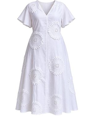Adrift Clothing Tatum Flutter Sleeve Dress - White
