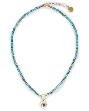 Vintouch Italy Evil Eye Necklace In Turquoise - Blue
