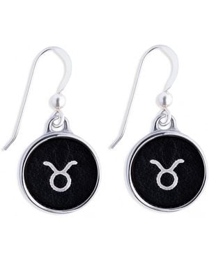 N'damus London Zodiac Taurus Leather Earrings - Black