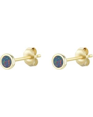KAMARIA Mini Round Opal Stud Earrings - Metallic