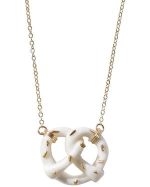 POPORCELAIN Mini Porcelain Pretzel Necklace - Metallic