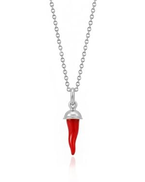 Unaloe Sterling Italian Horn Necklace With Cowboy Hat Detail - White