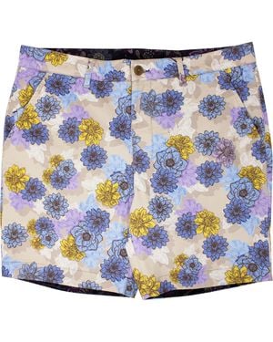 lords of harlech John Snap Floral Flat Front Short - Blue