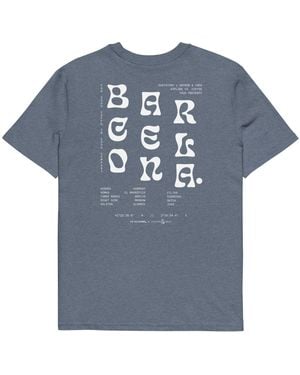 Anchor and Crew Heather Gustatory Barcelona Coffee Scene Organic Cotton Embroidered T-Shirt - Blue