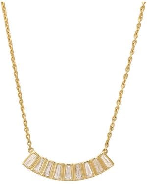 Artisan 14K Baguette Diamond Bar Necklace - Metallic