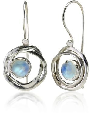 Isla Silver Sterling Handmade Drop Earrings With Moonstone - Blue