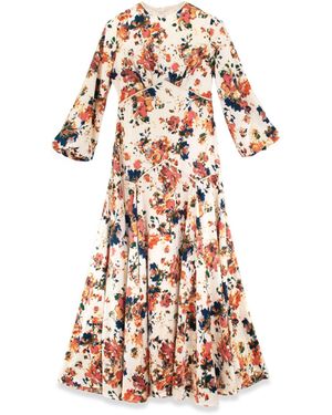 Profile Nyc Floral Piping Detail Dress - Multicolour