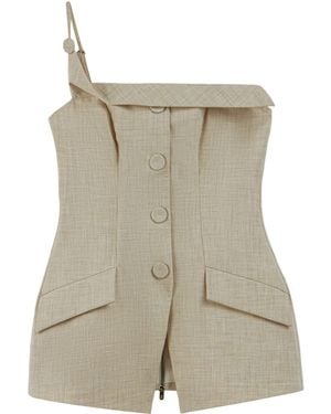 Nocturne Asymmetric One-Shoulder Blouse - Natural