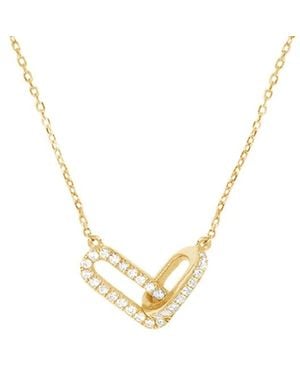 Nazzar Pave Cable Double Linked Pendant Necklace - Metallic