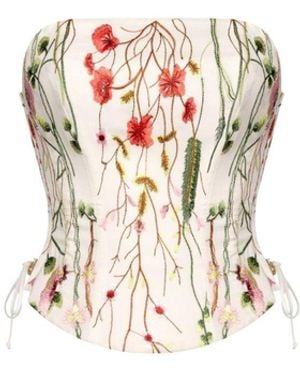 Elsava Flora Silk Corset - White