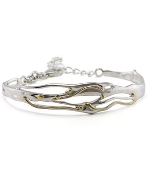 Isla Silver Organic Mixed Metal Statement Bracelet - Metallic