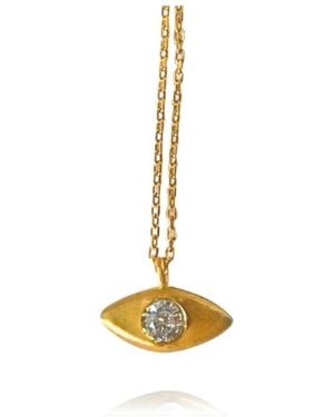 LINYA JEWELLERY Aura Minimal Stone Eye Necklace - Metallic