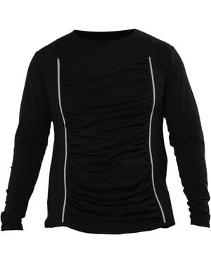Metamorph Long Sleeve Top With Front Drapings - Black