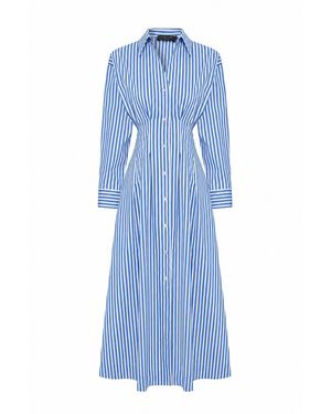 Exquise Sutton Collar Midi Dress - Blue