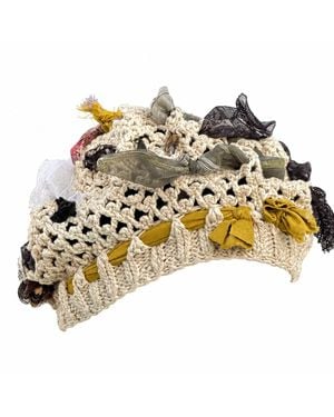 Miro Misljen Neutrals Driftwood Ribbon Crochet Cap - Metallic