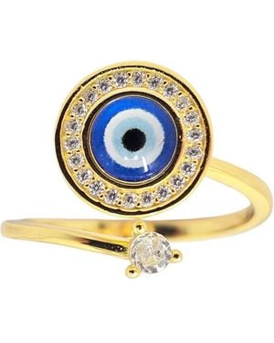 Harfi Evil Eye Fidget Spinner Friendship Plated Ring - Blue