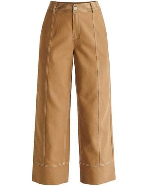 Paisie Chino Trousers With Contrast Stitching - Brown