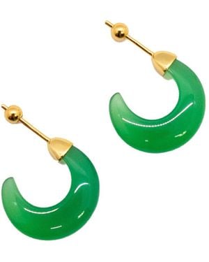 seree Half Moon Jade- Chalcedony Earrings - Green