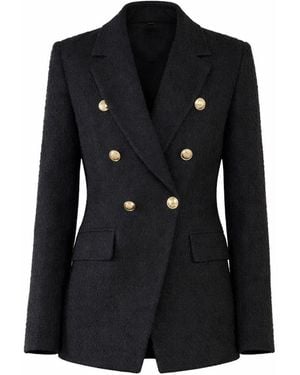 Nuvv Collection Modern Casual Button Tweed Jacket - Black