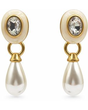 Michael Nash Jewelry Charlotte Mother Of Pearl With Pearl Resin Pierced Removable Drop - Metallic