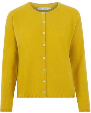 Paul James Knitwear Lambswool Leona Crew Neck Cardigan - Yellow