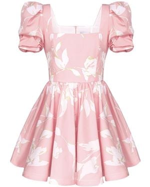 POST MERIDIEM Square Neck Puff Sleeve Mini Dress - Pink