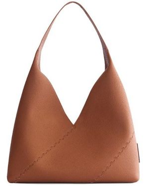 Orange Cube Mosaic Triangle Tote - Brown