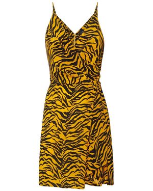 SVETA Milano Nancy Tiger Short Silk Dress - Yellow