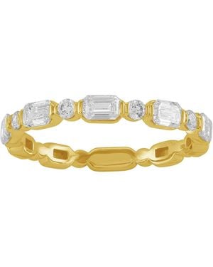 Artisan Emerald Cut & Round Diamond Eternity Band Ring - Metallic