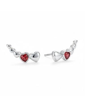 Harfi Dainty Love Heart Sterling Stud Earrings - Pink