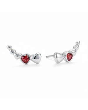 Harfi Dainty Love Heart Sterling Stud Earrings - Pink