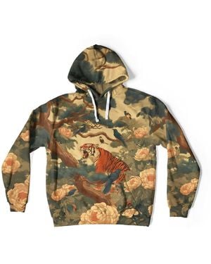 Aloha From Deer Neutrals Korean Folk Oversize Hoodie - Green