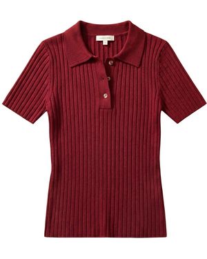 Harmain Leathers Ltd The Ribbed Knit Polo Shirt - Red