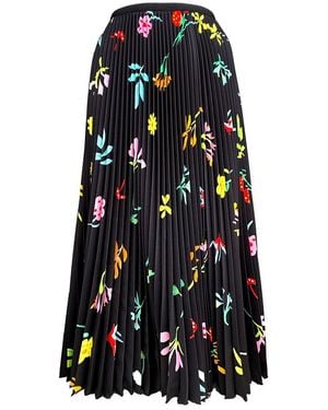 Wild Cosmos Daisy Pleated Skirt - Black