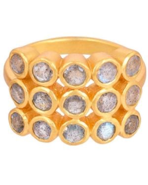 Opium Jewels Jali Tier Cocktail Ring - Metallic
