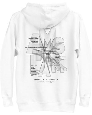 Anchor and Crew Gustatory Amsterdam Coffee Scene Cotton Blend Embroidered Hoodie - White