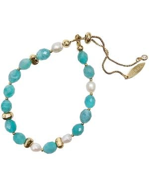 Farra Amazonite With Freshwater Pearls Adjustable Bracelet - Blue