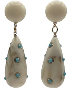 Michael Nash Jewelry Kathryn Ivory And Drop Polka Dot Earrings - Green