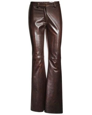 Maison sél Long Leather Trousers – - Brown