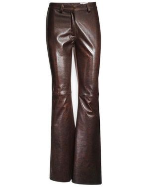 Maison sél Long Leather Pants – - Brown