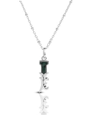Kasun Solid I Initial Necklace With Marble - Metallic