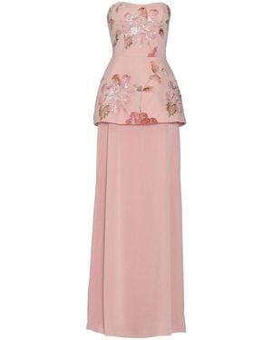 Justin Tong Ellaire Beaded Cascade Dress - Pink