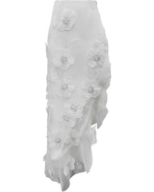 Riviera Soirée Allie Floral Slit Midi Skirt - Grey