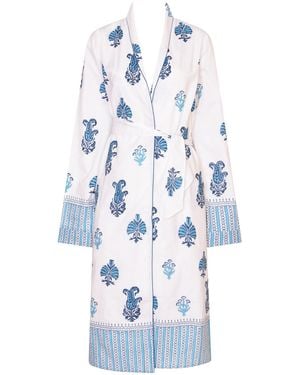 NoLoGo-chic Botanical Shawl Robe Cotton Cambric - Blue