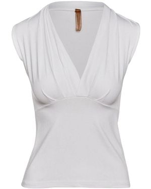 Conquista Faux Wrap Sleeveless Top - White